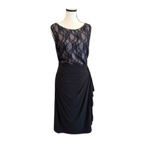 American Living Black Lace Sheath Dress Women’s 16 Cocktail Party Side Ruched
